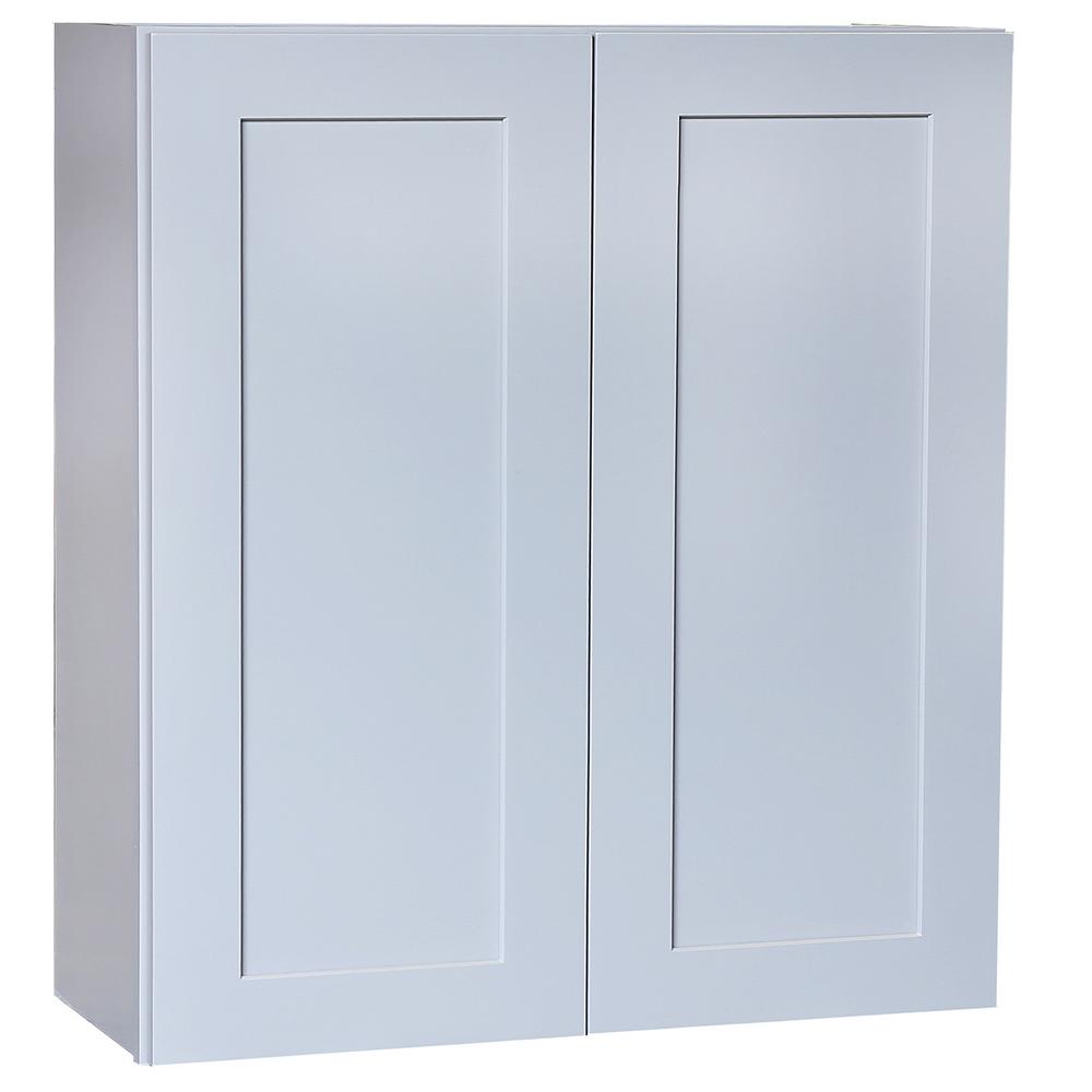 Plywell Ready To Assemble 30x27x12 In Shaker High Double Door Wall Cabinet In Gray Sgxw3027 The Home Depot