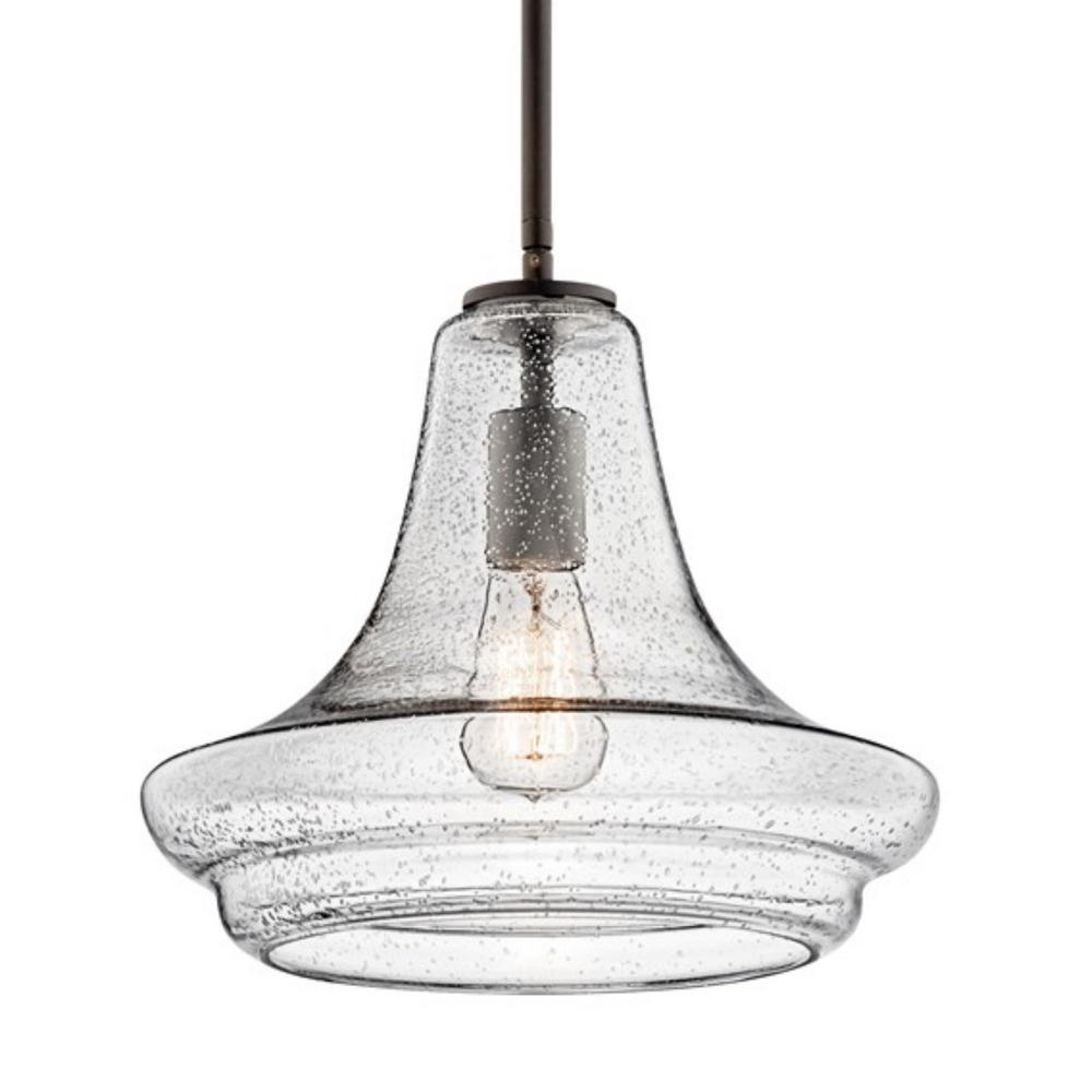 Kichler Everly 11 25 In 1 Light Olde Bronze Trumpet Pendant With Clear Seeded Glass 42328ozcs The Home Depot - Kichler Everly Pendant Light