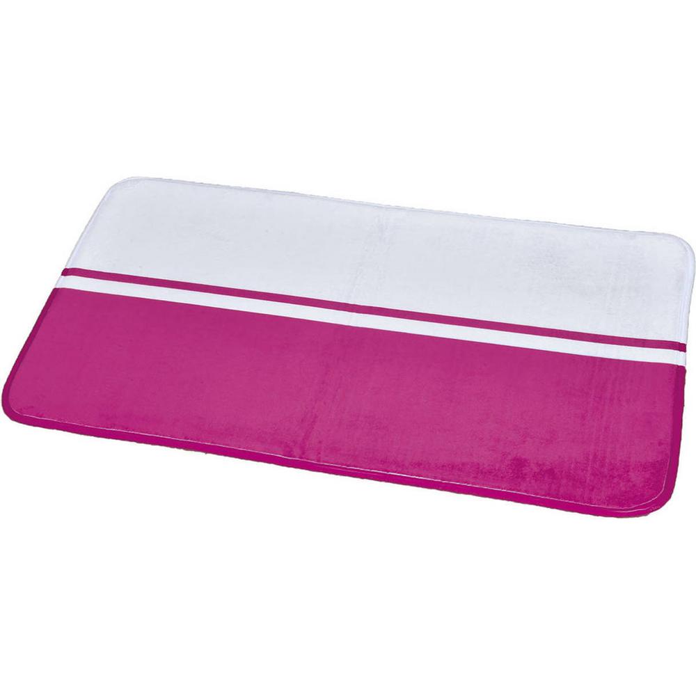 Whitepink fuchsia Printed Microfiber Mat Bath Rug 2Colored 29.5 in. L