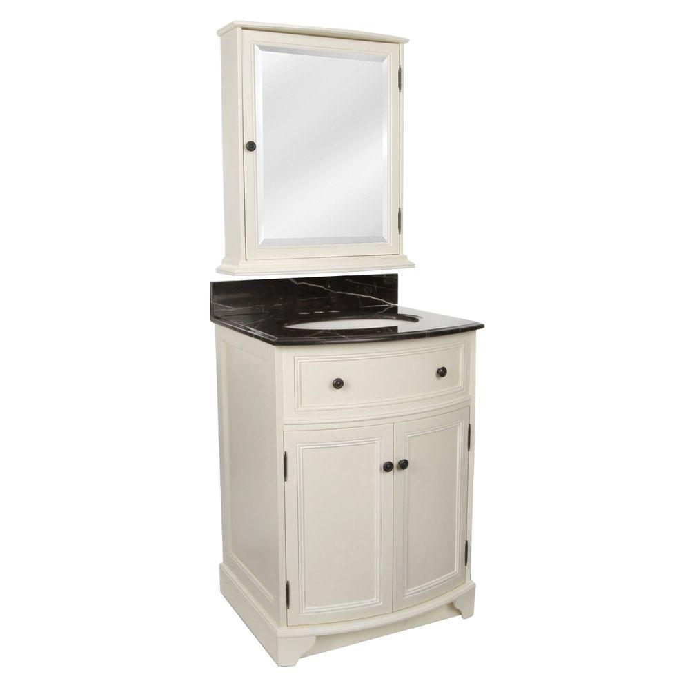 Foremost Arcadia 25 1/4 in. Vanity in Frost White with Marble Top in