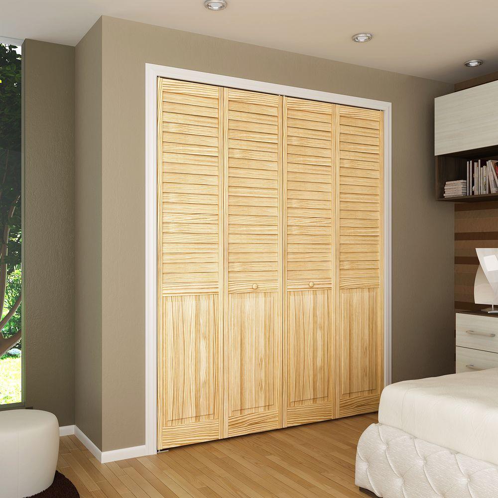 Kimberly Bay 30 In X 80 In 30 In Plantation Louvered Solid Core Unfinished Panel Wood Interior Closet Bi Fold Door