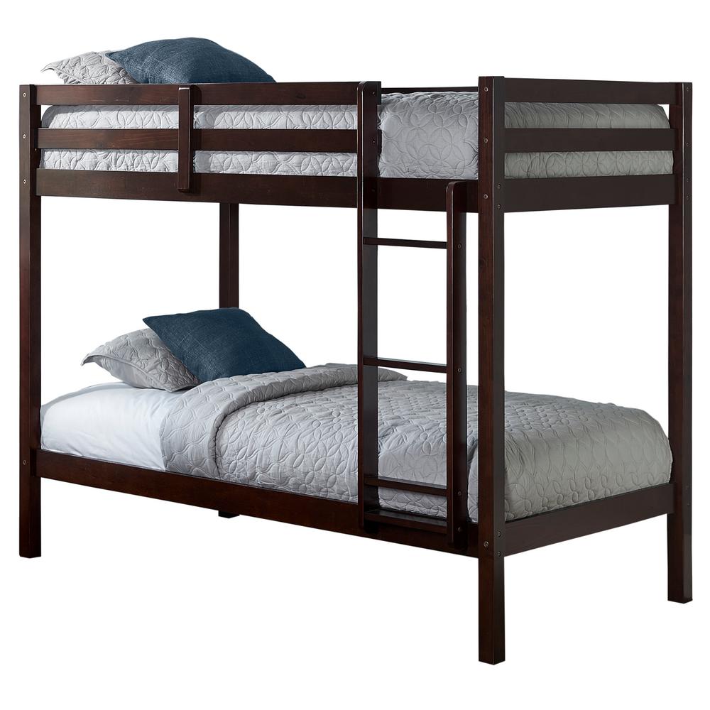 Hillsdale Furniture Caspian Chocolate Twin Over Twin Bunk Bed 2176 021 The Home Depot