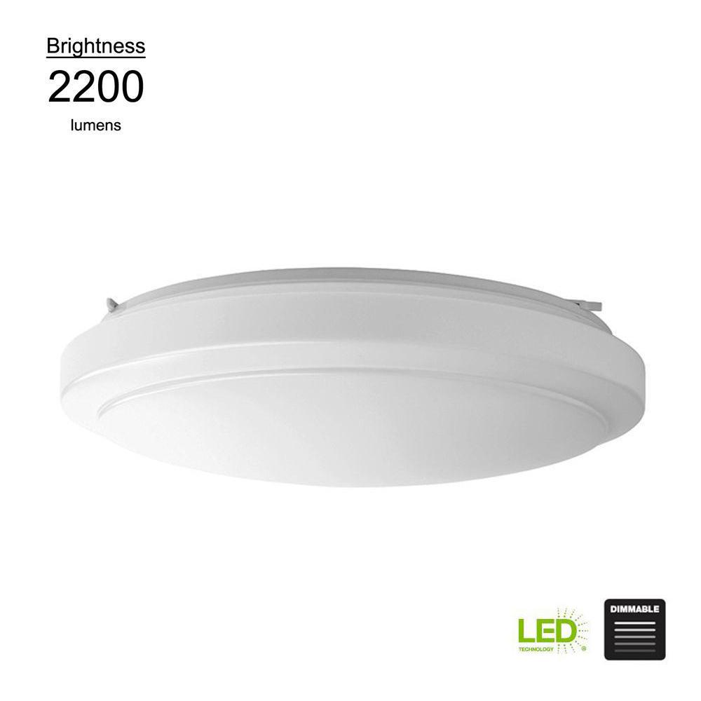 Hampton Bay Dimmable 20 In Round White Led Flush Mount Ceiling