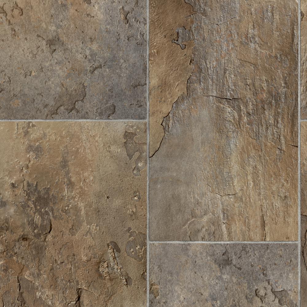 Brown Vinyl Sheet Flooring Resilient Rectangular Offset Slate Brown Grey 13 2 Ft Wide Residential Vinyl Sheet