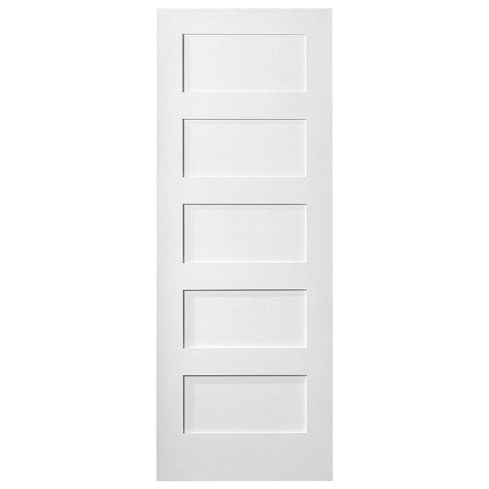 Masonite 36 in. x 80 in. MDF Series 5-Panel Left-Handed Solid-Core