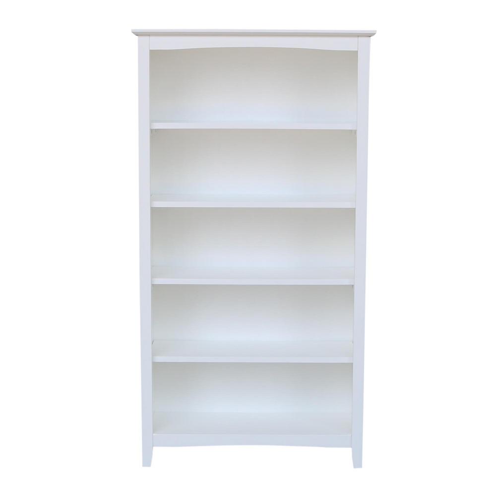International Concepts 60 in. White Wood 5shelf Standard Bookcase with