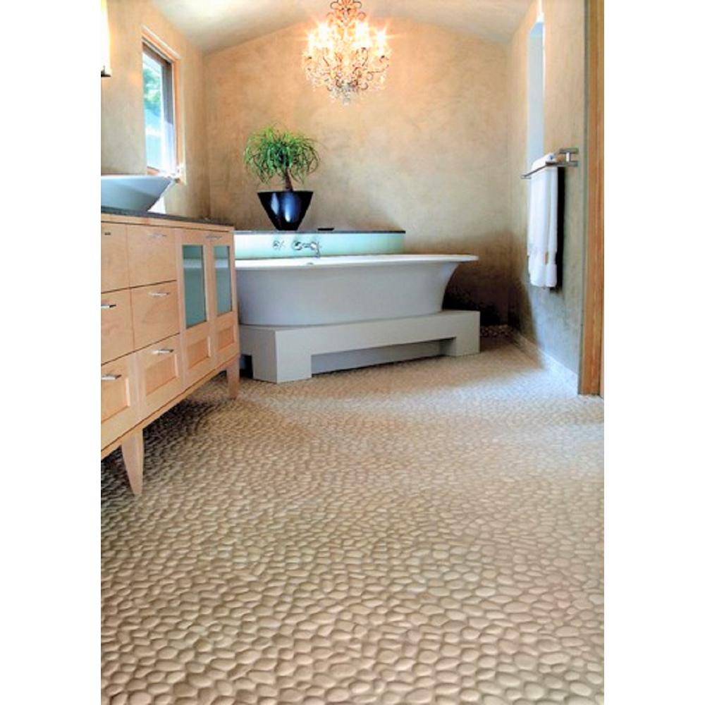 Rain Forest 12 In X White Natural Pebble Floor And Wall Tile 5 0 Sq Ft Case Pt Natwte The Home Depot X 12 In White Natural Pebble Floor