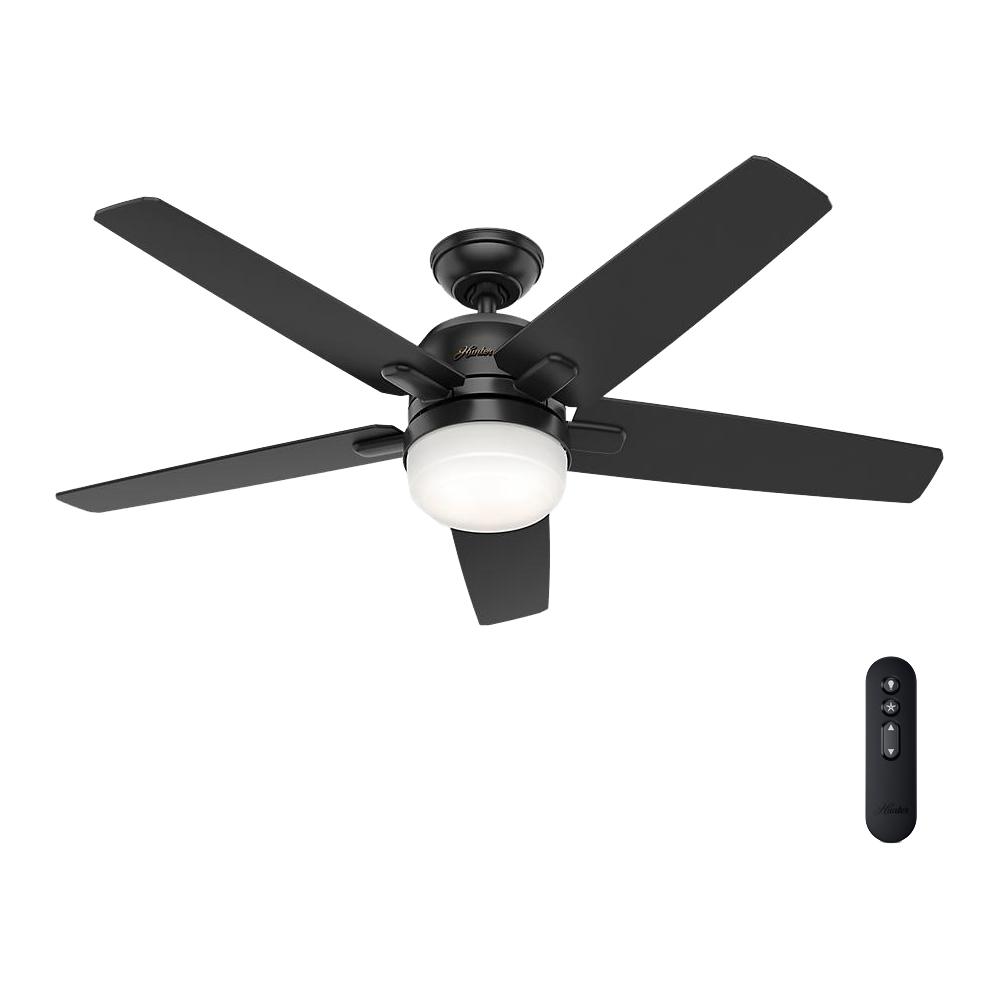 Hunter Cavera Wifi Enabled Apple Homekit Google Home Alexa 52 In Indoor Matte Black Ceiling Fan With Light Kit And Remote