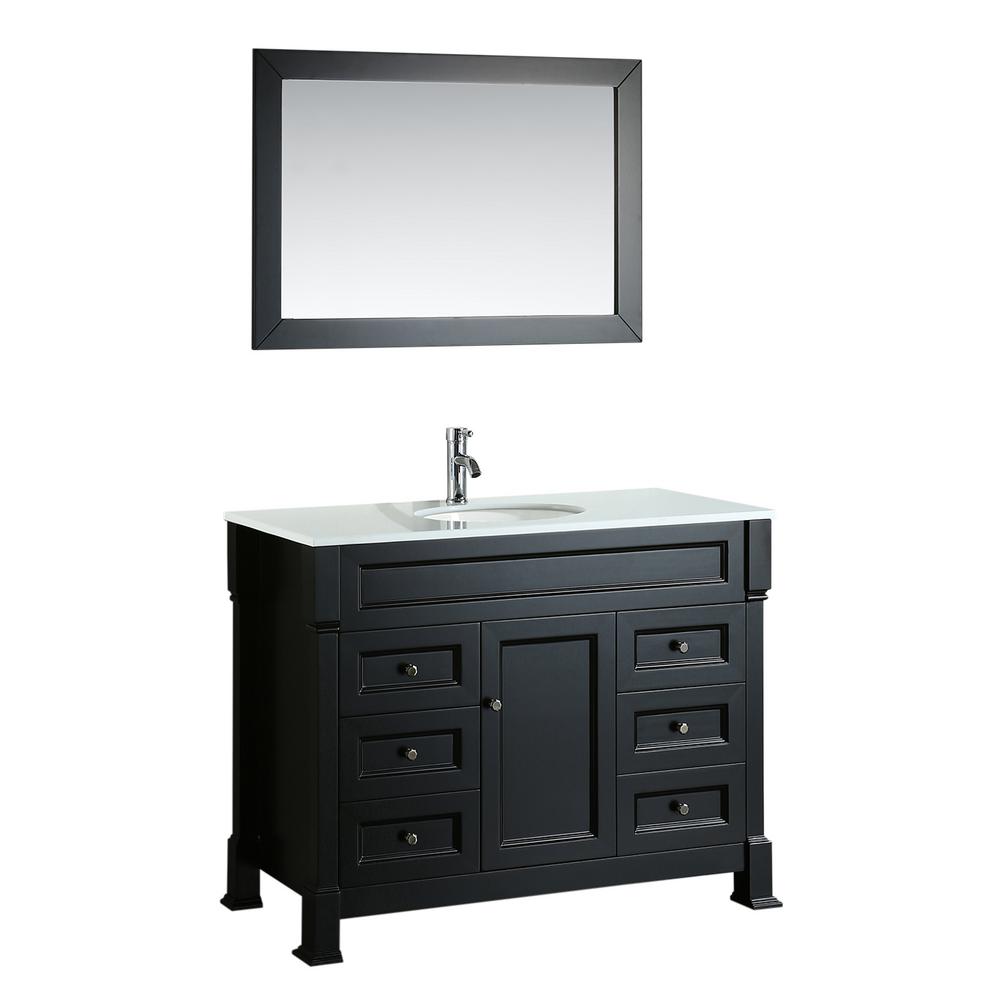Bosconi 43 In Single Vanity Black With Top Single Vanity In Black With Top White