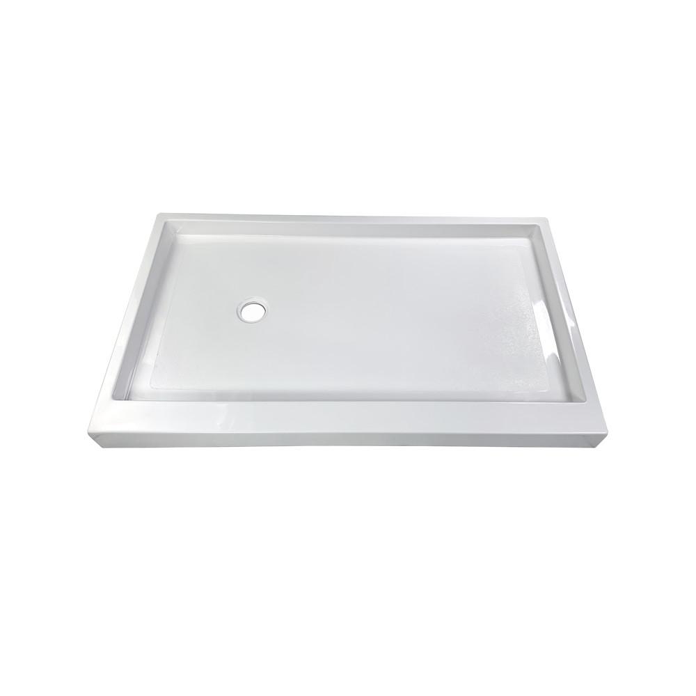 Ella Ella3660 59 in. L x 35.25 in. W Alcove Cultured Marble Shower Pan