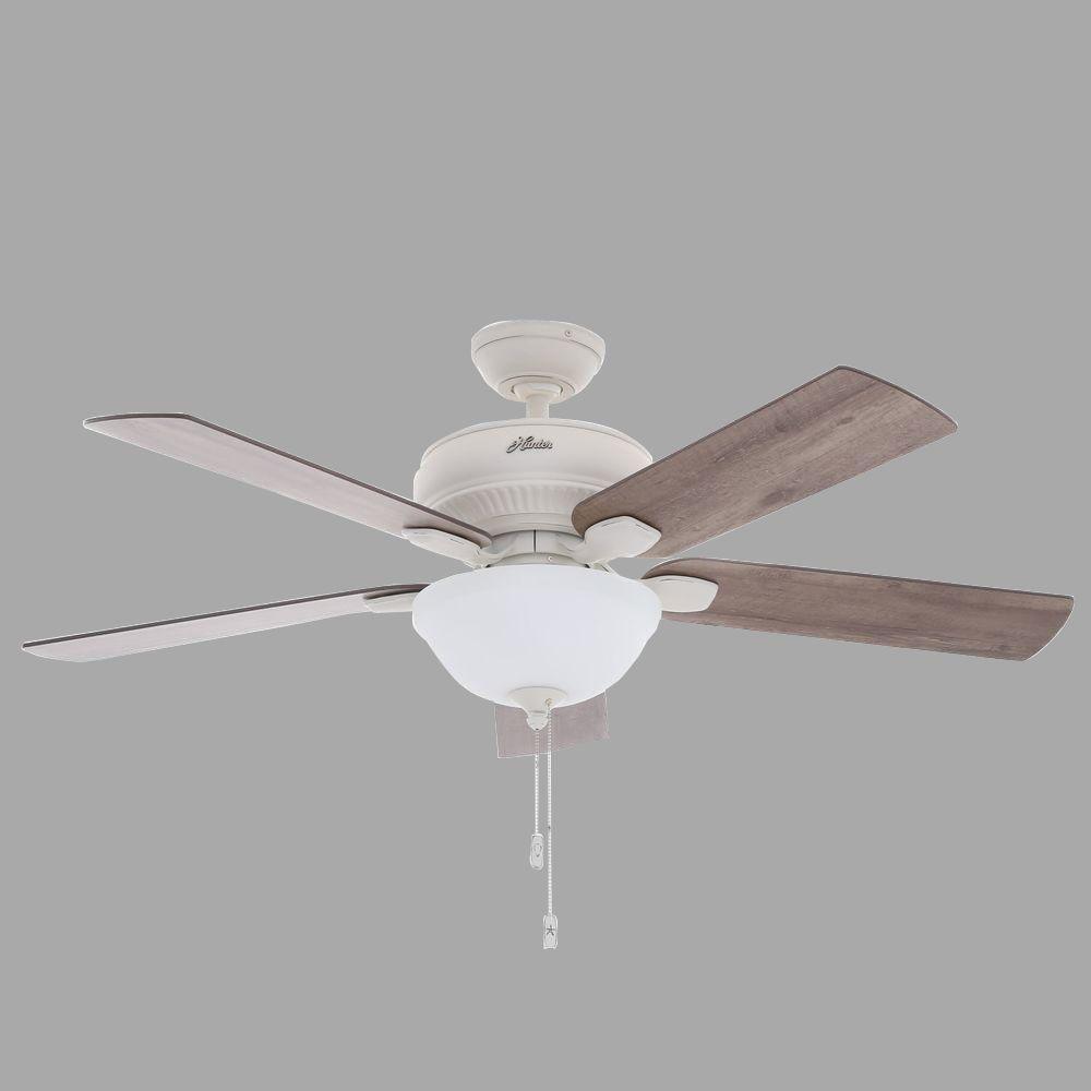 Hunter Matheston 52 In Indoor Outdoor Cottage White Ceiling Fan With Light Kit