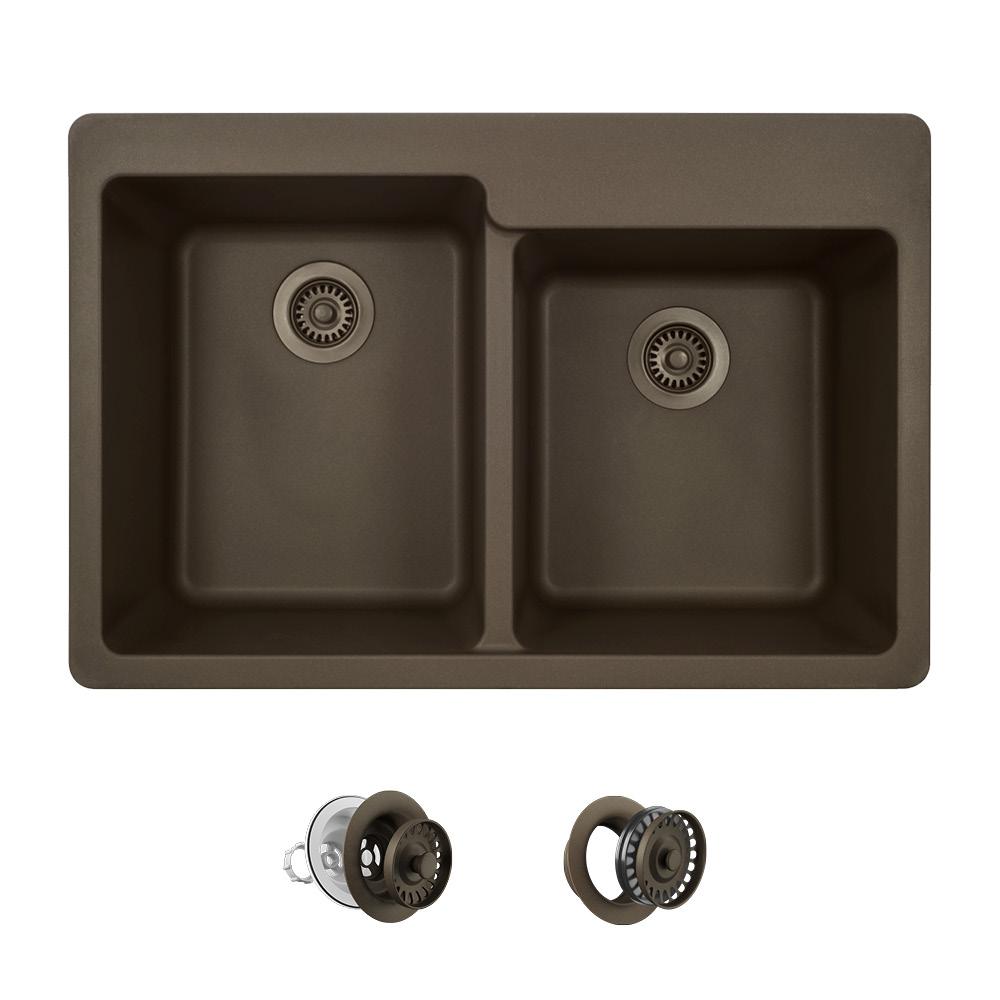 Dark Brown Drop In Kitchen Sinks The Home Depot All In One Drop Granite Composite 33 4 Hole