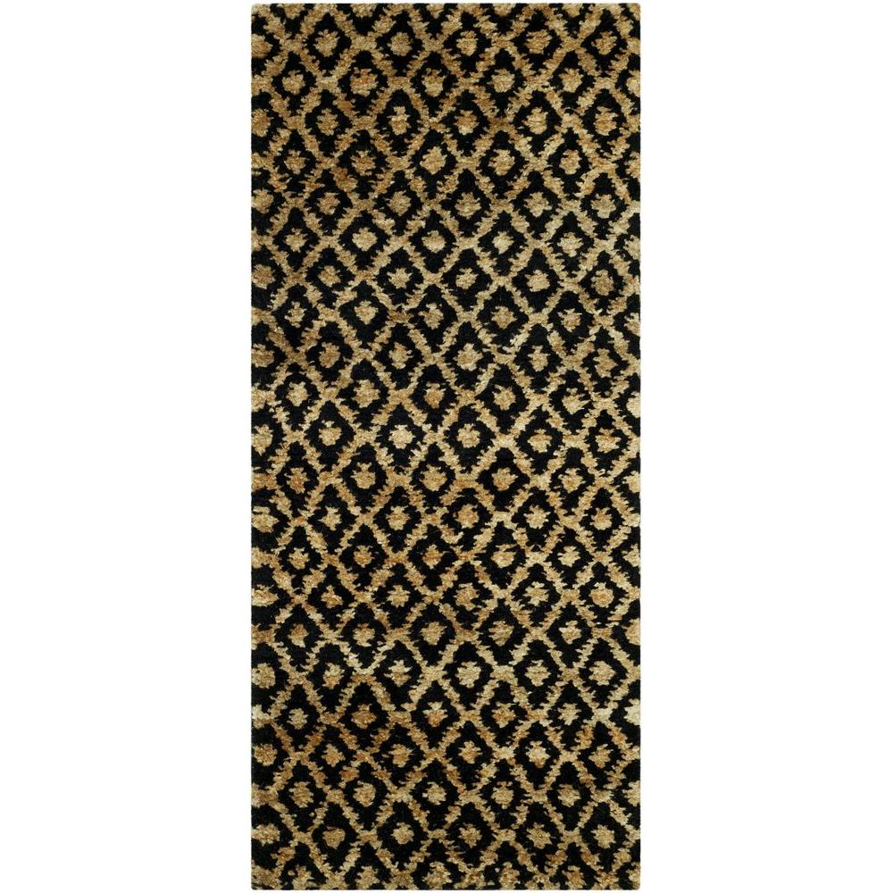 Safavieh Bohemian Black/Gold 3 ft. x 8 ft. Runner RugBOH315A28 The