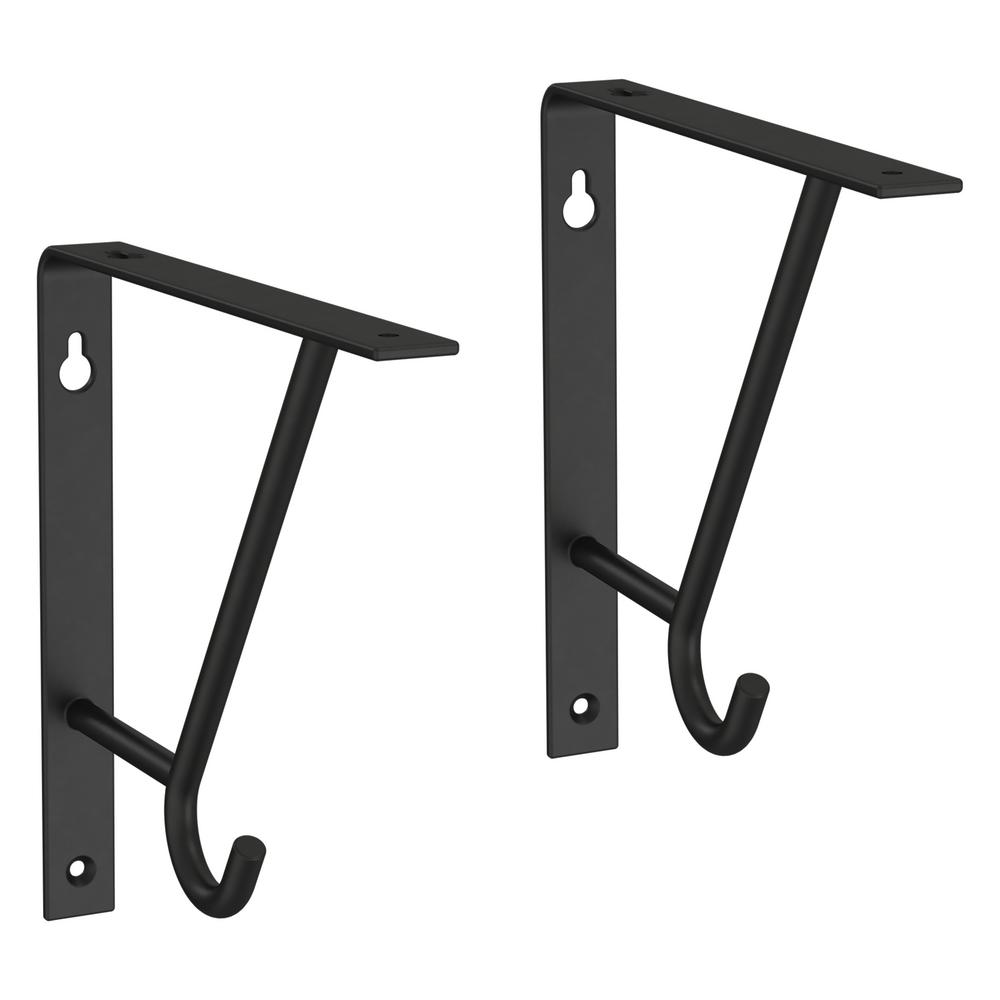 Liberty 6 in. Matte Black Steel UShaped Decorative Shelf Bracket (2