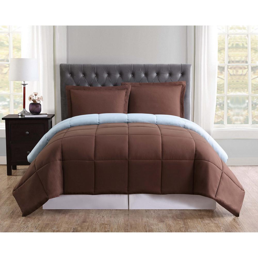 Truly Soft Everyday 3 Piece Chocolate And Light Blue King