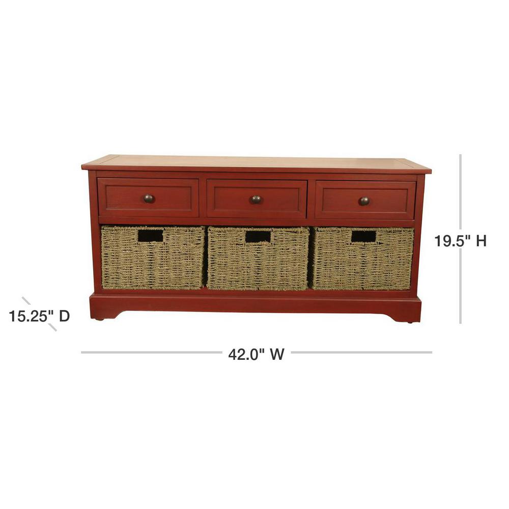 Decor Therapy Montgomery Red Storage Bench-FR6300 - The Home Depot