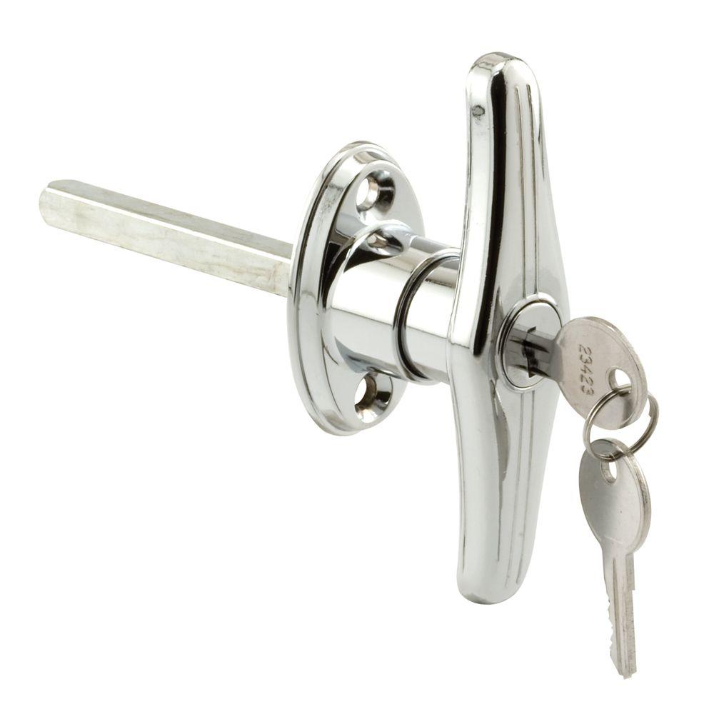 PrimeLine Locking THandle Keyed 27/8 in. Spindle ChromeR 7044 The Home Depot