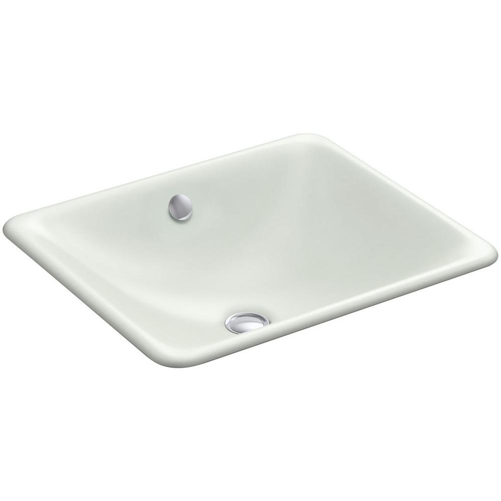 KOHLER Iron Plains DualMounted Cast Iron Bathroom Sink in Sea Salt
