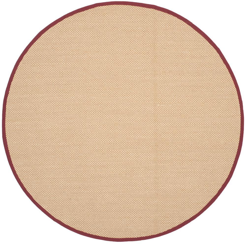 6 Round Sisal Area Rugs The Home Depot Natural Fiber Maize Burgundy 6 Ft X Round Area Rug