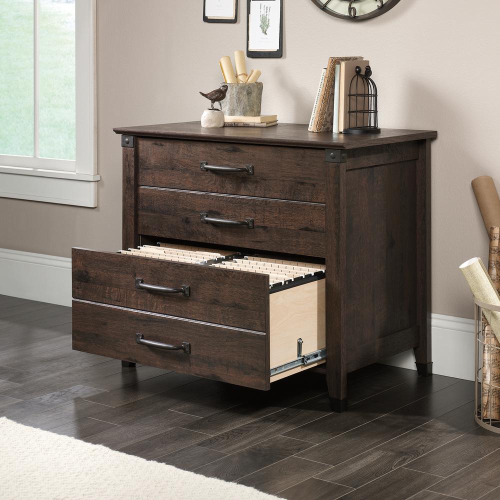 Sauder Carson Forge Coffee Oak Lateral File Cabinet With 2 Drawers