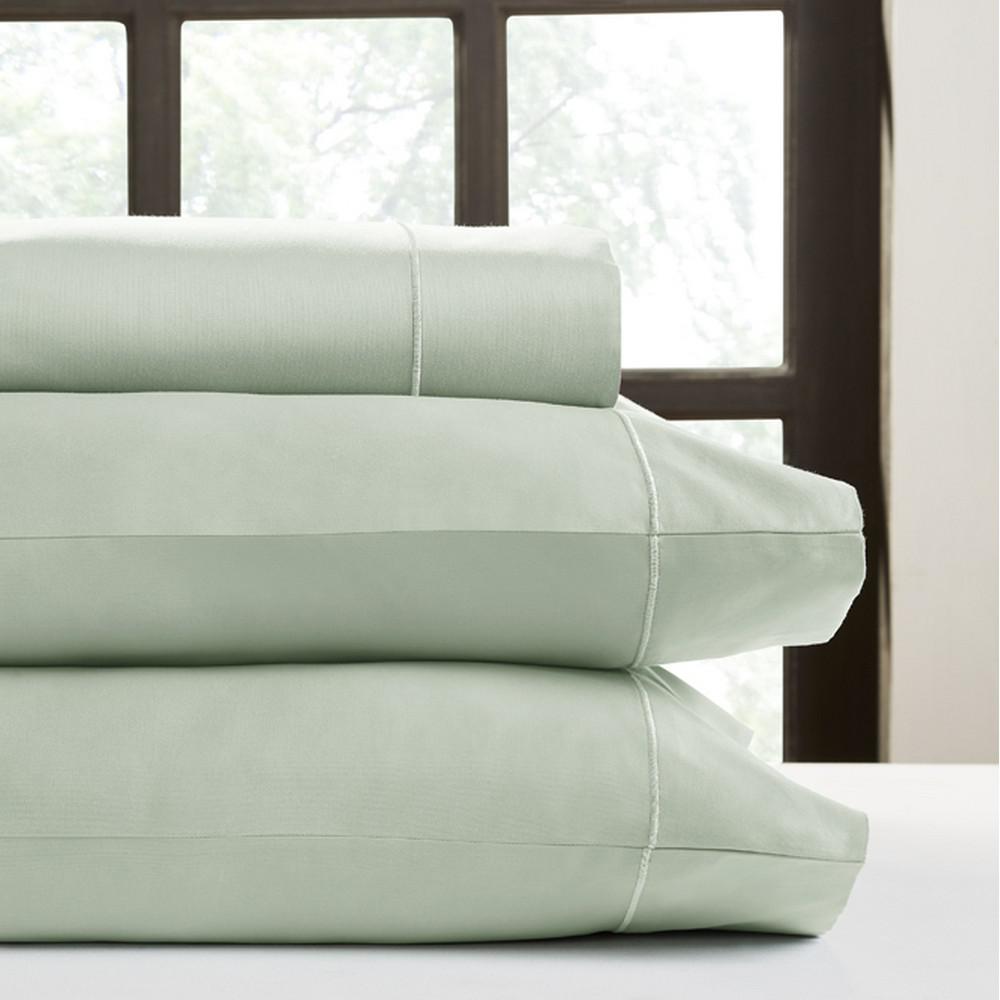 PERTHSHIRE 4-Piece Celedon Solid 520 Thread Count Cotton Queen Sheet Set was $179.99 now $71.99 (60.0% off)