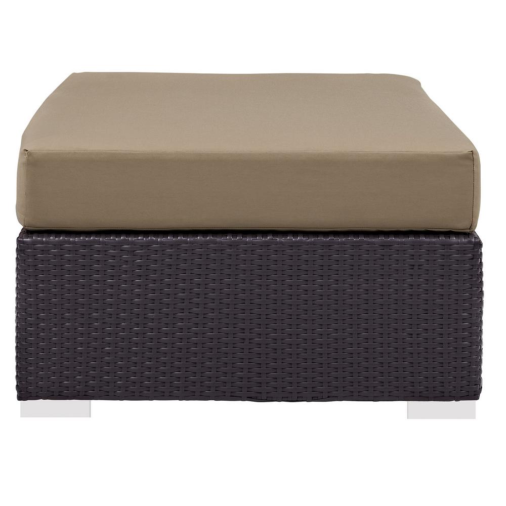 Modway Convene Wicker Rattan Outdoor Patio Rectangle Ottoman in Espresso Mocha