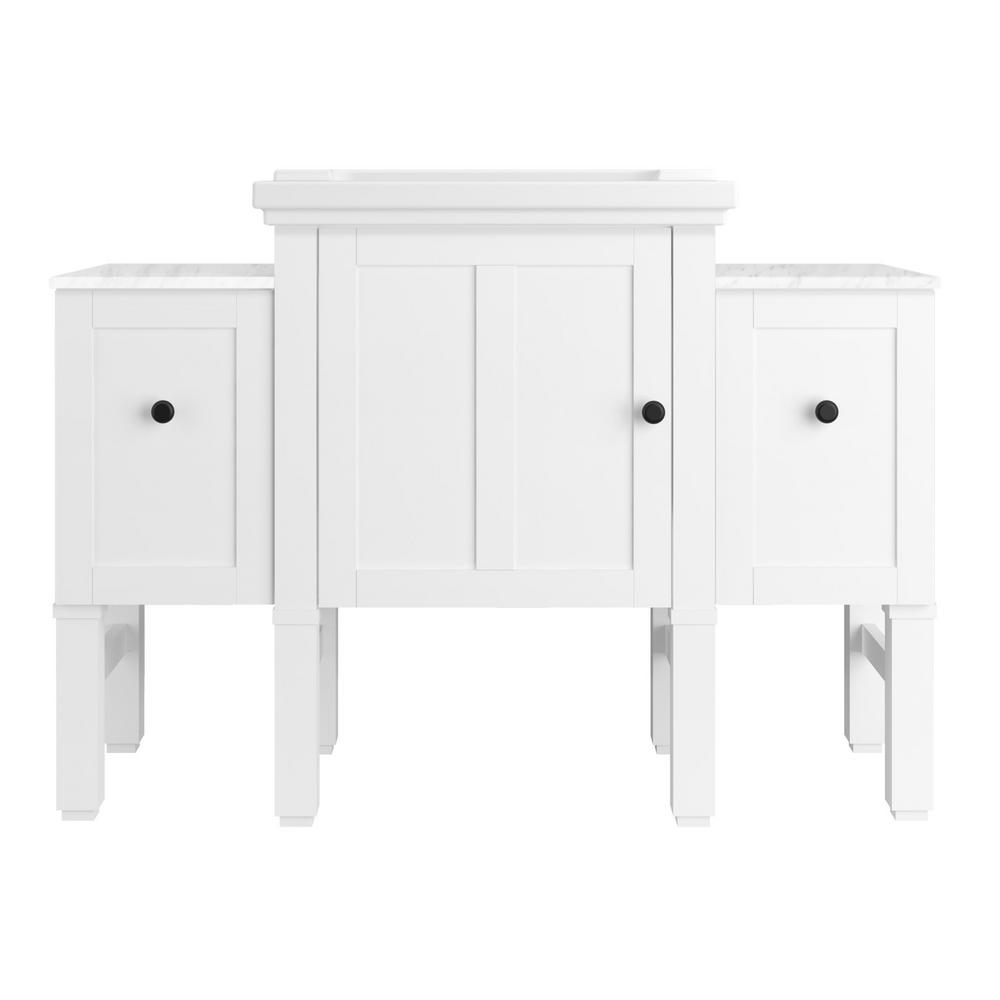 Chambly 48 in. W Vanity in Linen White with Ceramic Vanity Top in White with White Basin (4-piece)