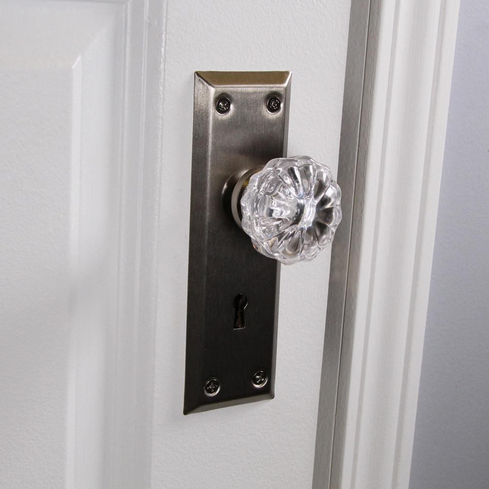 Victorian Glass Door Knob Mortise Set 2 in. Security Lock Interior