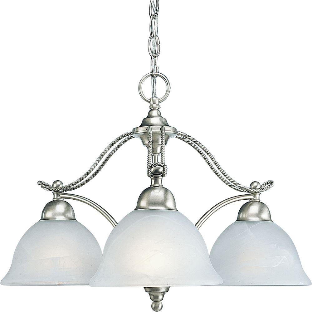 Progress Lighting Avalon 3 Light Brushed Nickel Chandelier With Progress Lighting Avalon 3 Light