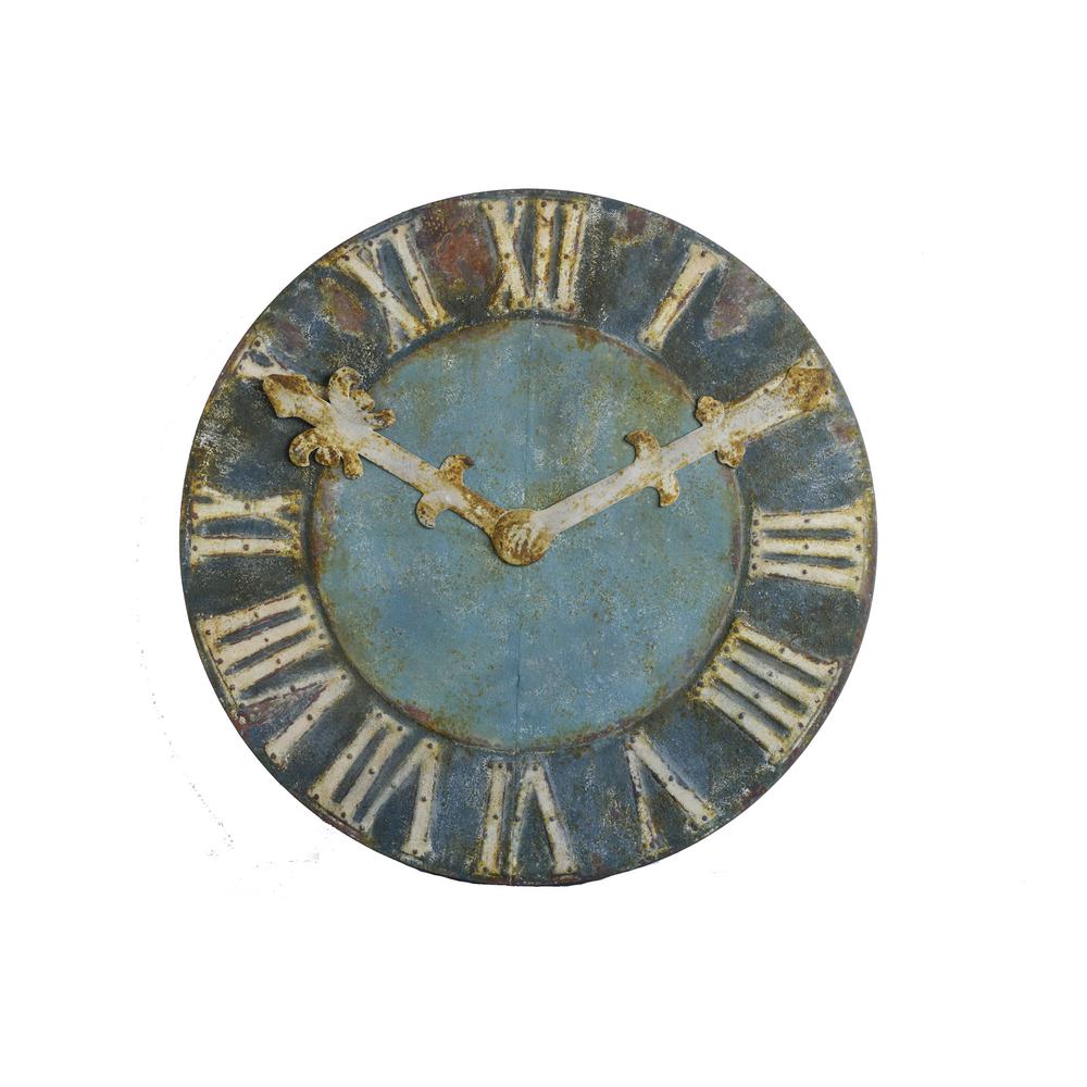 Metal Blue Green Decorative Wall Clock