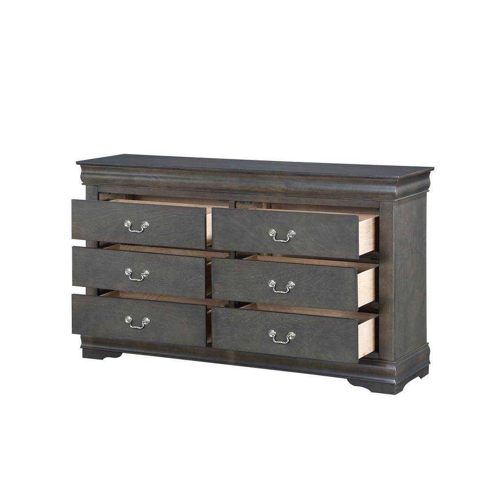 Acme Furniture Louis Philippe 6 Drawers Dark Gray Dresser 26795