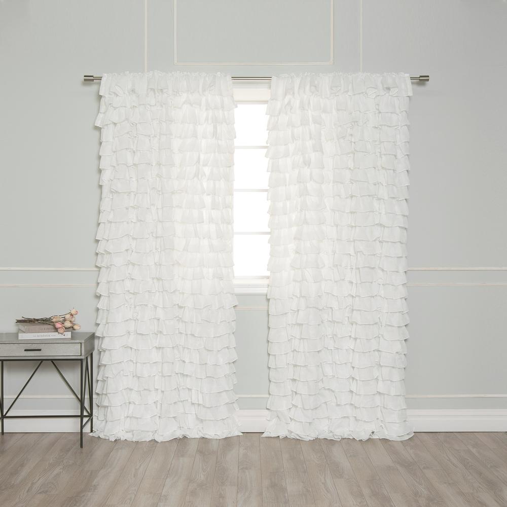 Best Home Fashion 84 in. L Ruffle Cascade Curtains in WhiteYG_41_RDP