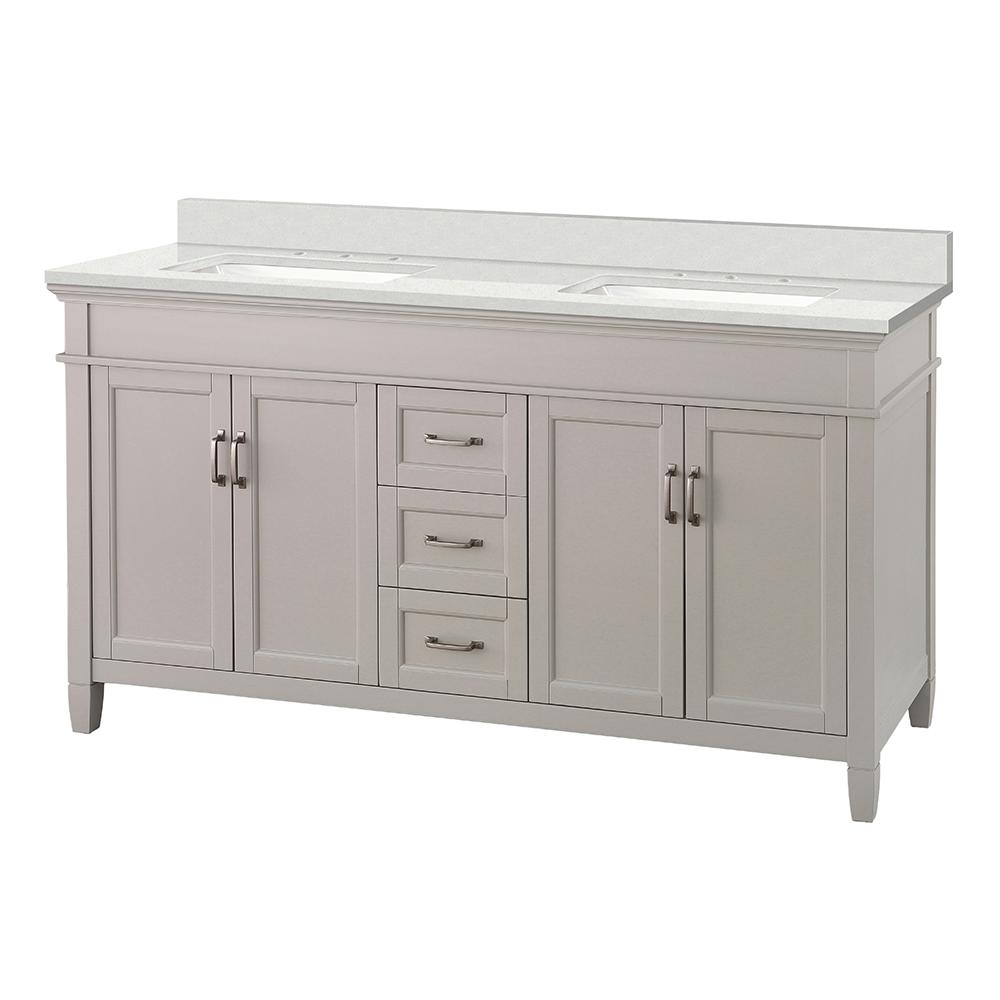 Foremost Ashburn 61 in. W x 22 in. D Vanity in Grey with Engineered Marble Vanity Top in