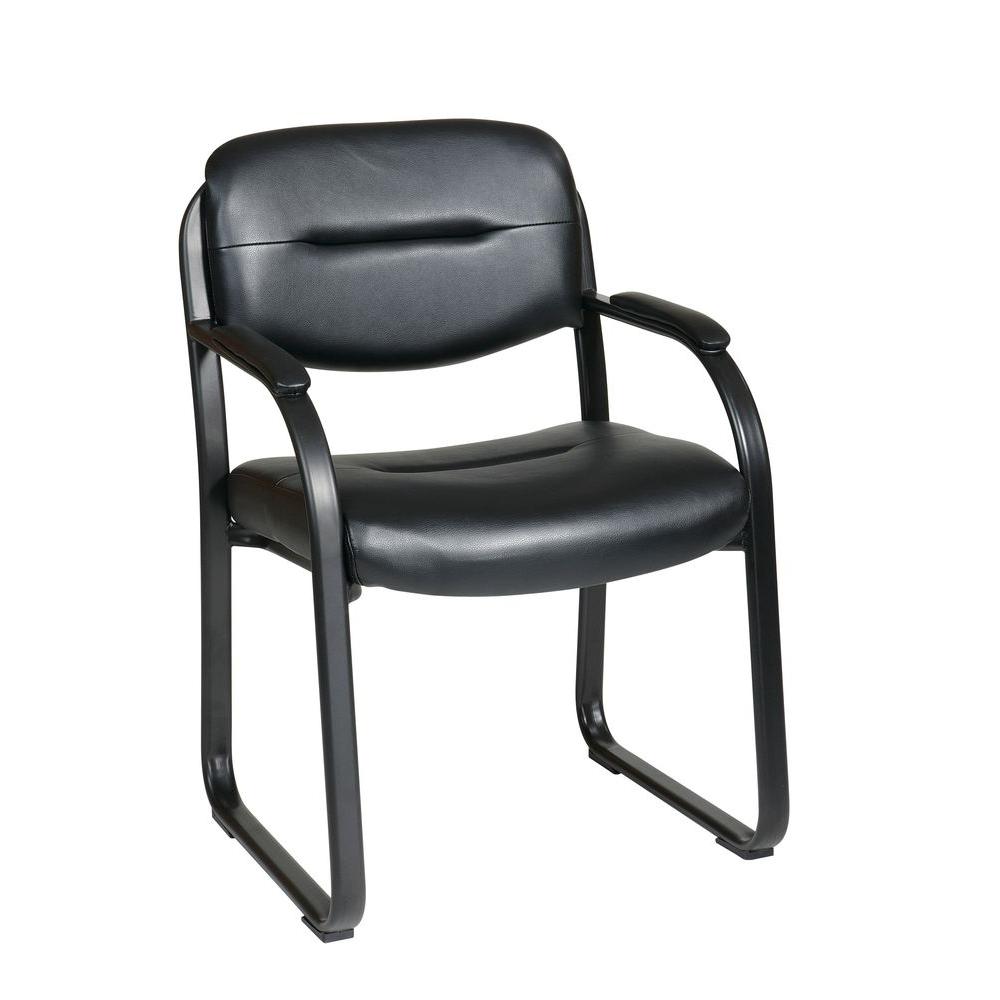 Office Star S Black Faux Leather Visitor Chair Fl1055 Office Star S Black Faux Leather Visitor Chair