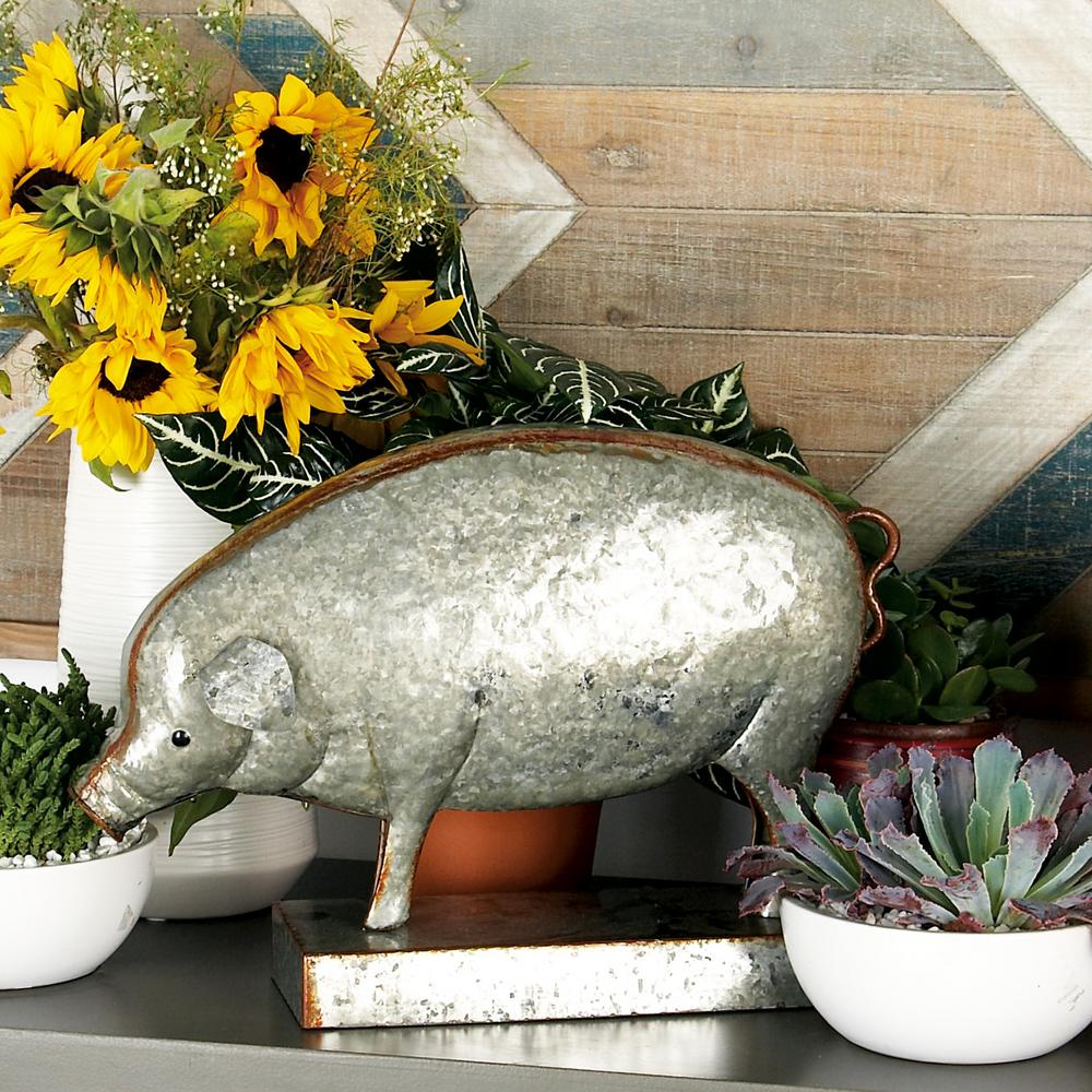 Litton Lane Pig Metal Sculpture36733 The Home Depot