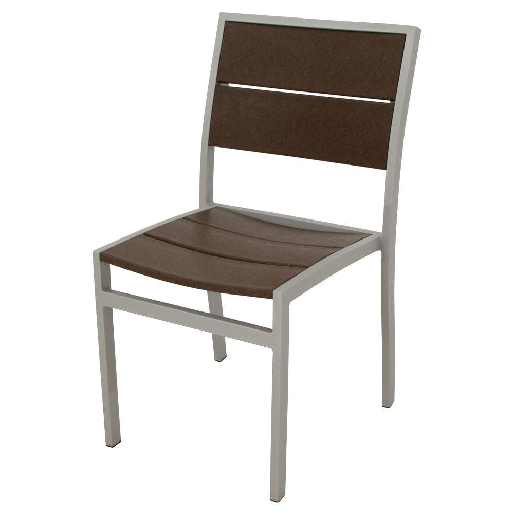 Plastic Patio Furniture Stackable Chairs Surf City Textured Silver Patio Dining Side Chair With Vintage Lantern Slats