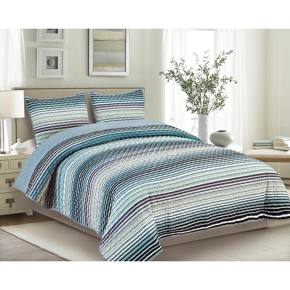 Tia 5Piece Blue Queen Quilt SetTIA5QTQUENGHBL The Home Depot