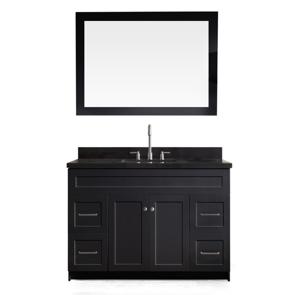 Simpli Home Cambridge 36 in. Vanity in Soft White with Granite Vanity