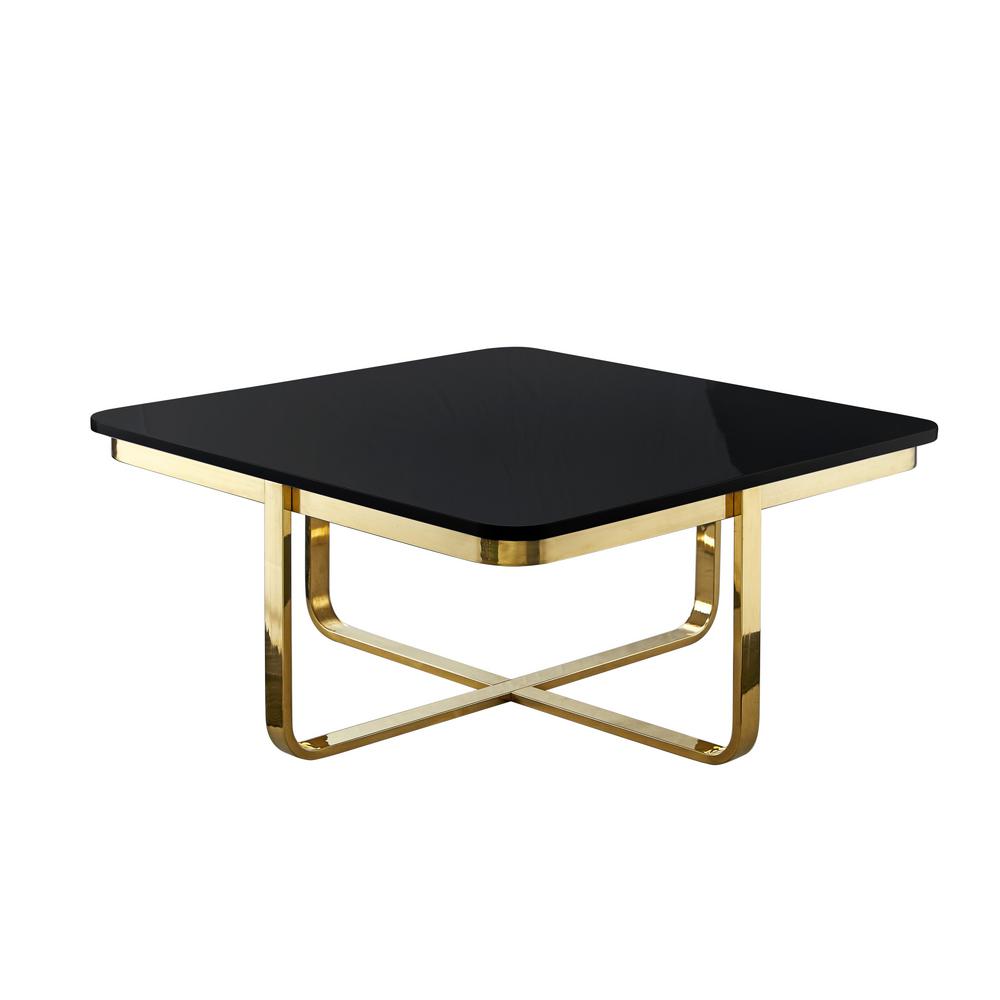 Inspired Home Lanna Black/Gold Coffee Table High Gloss Lacquer Finish