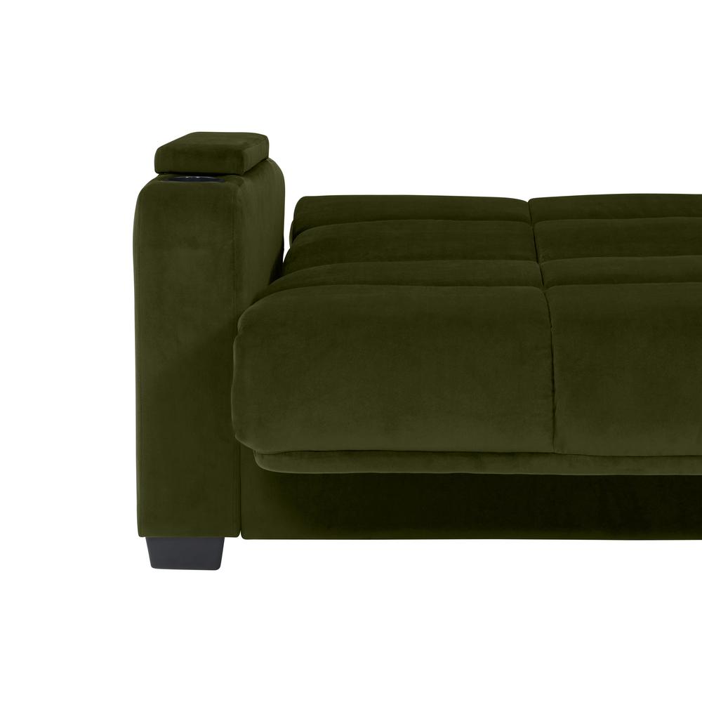 Handy Living Sophia Kale Green Velvet Storage Arm Convert A Couch