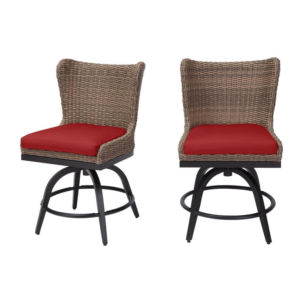 Home Decorators Collection Hazelhurst Brown Wicker Outdoor Patio Swivel High Dining Chairs with