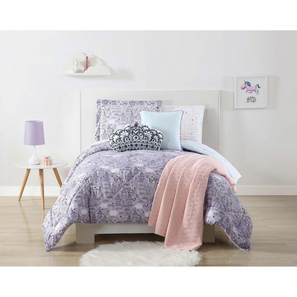 Twin Xl Comforters Comforter Sets Bedding Bath The Home Depot Unicorn Princess Printed Purple Twin Xl Comforter Set