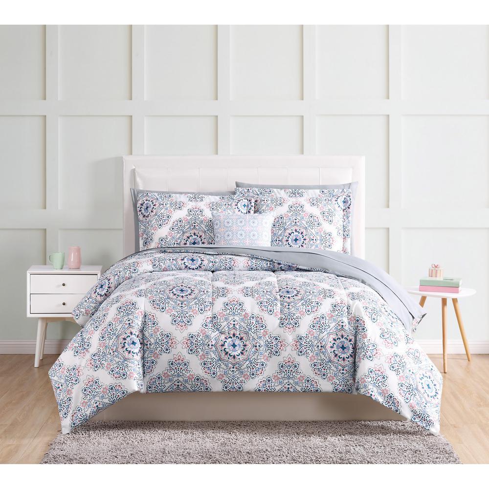 Style 212 Shirley Blue Queen Bed In A Bag Bib2709blqn 00 The Home Shirley Blue Queen Bed In A Bag