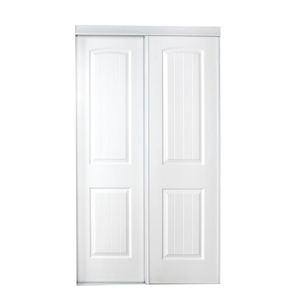 TRUporte 47 in. x 80 in. 107 Series Primed 2 Panel Bead Board Curved ...