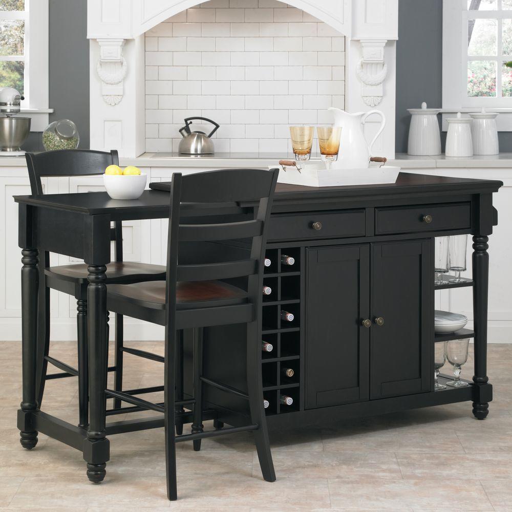 Home Styles Grand Torino Black Kitchen Island With Seating ...