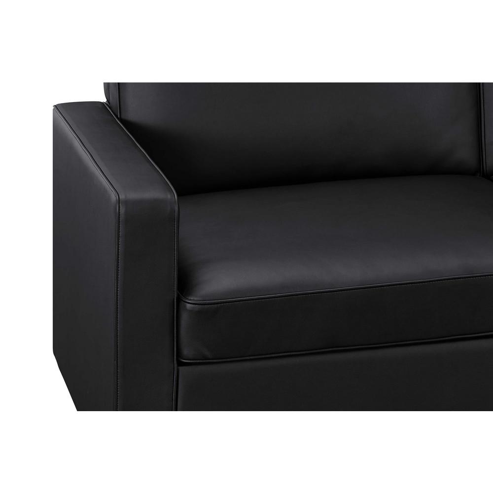 Casey Queen Size Black Faux Leather Sleeper Sofa 2152007 The Casey Queen Size Black Faux Leather