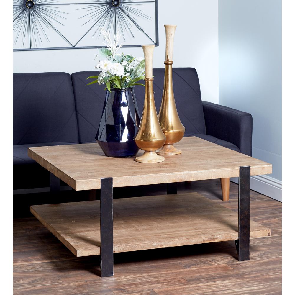 Square Coffee Tables Accent The Home Depot Brown 2 Tiered Square Coffee Table