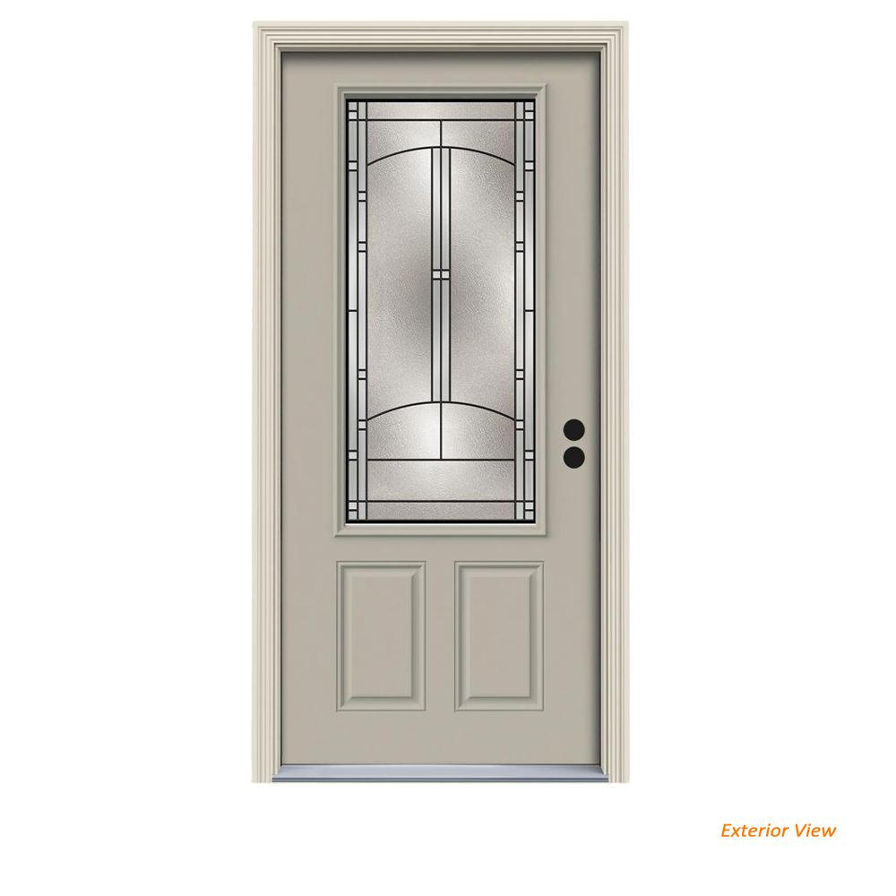 Jeld Wen 36 In X 80 In 3 4 Lite Idlewild Desert Sand Painted Steel Prehung Left Hand Inswing