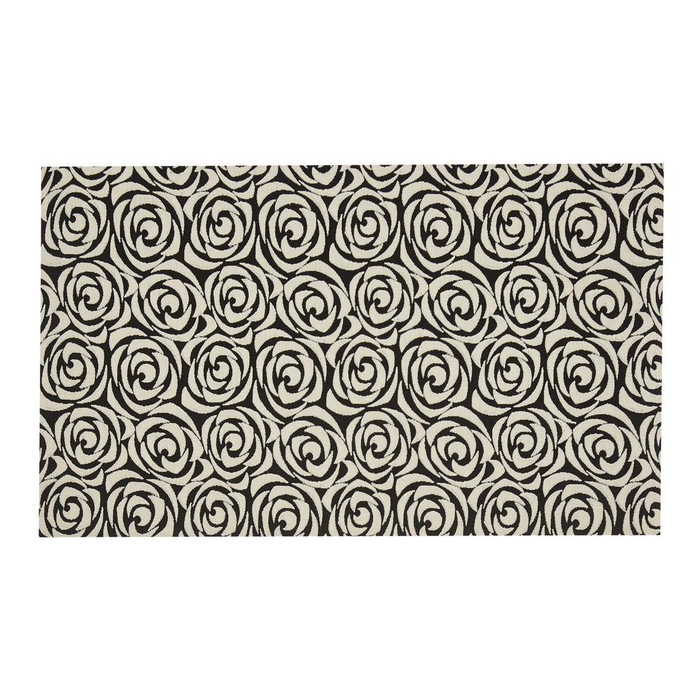 Roseto Black White 2 Ft X 4 Indoor Outdoor Runner Rug