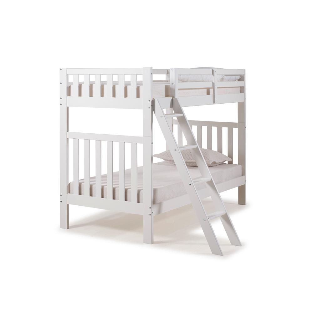 Dorel Living Vivienne White Twin Over Bunk Bed Fa1010bb The